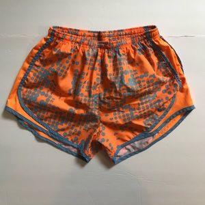 Nike Dri-Fit Women's Orange Gray Lined Running Shorts Size Small High Visibility